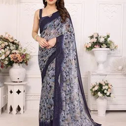 Nirmohi Fashion Floral Printed Pure Georgette Saree-image-8
