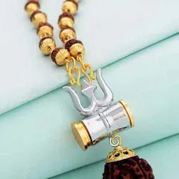 Divine souvenirs Unisex Gold-Plated Rudhraksh Studded Chain-picture-25