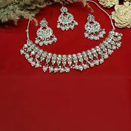 NIPSTec White Alloy Artificial Stones & Beads Jewellery Set-picture-32