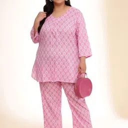 Sztori Printed Cotton V Neck Top & Trousers Co-Ords Set-picture-21