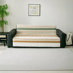 HOMETHREADS Orange & Cream-Coloured Printed Sofa Cover-picture-23