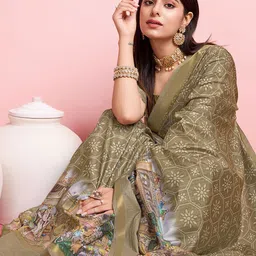 Ethnielle Kalamkari Printed Sequinned Pure Silk Saree-picture-19