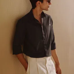 Andamen Men Semi Casual Cotton Lycra Melange Chest Pocket Slim Fit Shirt image 2