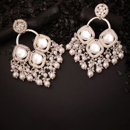 MEIRA JEWELLERY Artificial Stones Studded & Beaded Contemporary Drop Earrings-picture-42