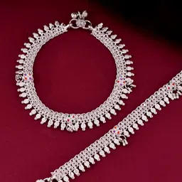 Silvermerc Designs Silver-Plated Artificial Stones and Beads Anklet-picture-16