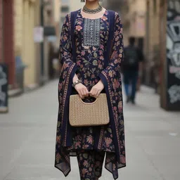 AADVIKA Women Floral Printed Regular Thread Work Kurta with Trousers & With Dupatta-picture-28