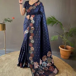 TheWonderWorld Floral Silk Blend Handloom Saree-picture-22