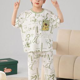 INCLUD Boys Typography Printed Short Sleeves Night Suit-picture-40