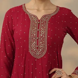 Libas Bandhani Printed Panelled Sequinned Gown Silk Ethnic Dress With Dupatta image 5