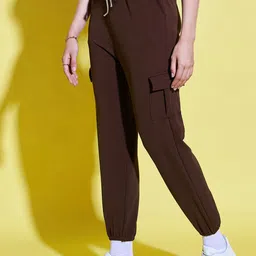 BUY NEW TREND Women Relaxed High-Rise Joggers Trousers Pack of 2 image 2