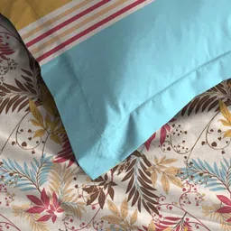 MYTRIDENT Red & Cream-Coloured Floral 144 TC Queen Bedsheet with 2 Pillow Covers image 5