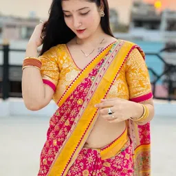 ROFOLO Floral Zari Pashmina Designer Patola Saree-picture-33