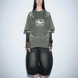 Women Solid Round Neck Pure Cotton Green T-Shirt-image-41