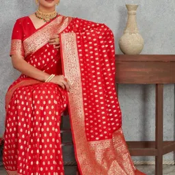 Kesudi Ethnic Motifs Woven Design Banarasi Saree with Unstitched Blouse Piece image 4