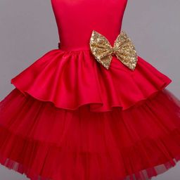 The Magic Wand Girls Embellished Satin Fit & Flare Dress-picture-24