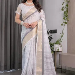 MAHARANI COUTURE Ethnic Motifs Pure Cotton Jamdani Saree-picture-13