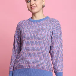 Numalo Women Self Design Ribbed Pullover-image-16