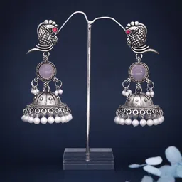 Tipsy closet Peacock Shaped Jhumkas Earrings-picture-52