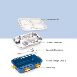 vsell Multi Compartment Stainless Steel Lunch Box for Boys Girl School Office Men 3 Containers Lunch Box image 2