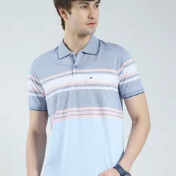 Monte Carlo Men Striped Polo Collar Cotton T-shirt-picture-27