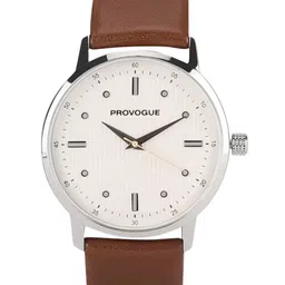 Provogue Men Brass Dial Leather Straps Analogue Watch SK-PG-4054-WYT-TAN-image-12