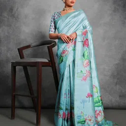 Jinal & Jinal Floral Silk Cotton Tussar Saree-picture-11