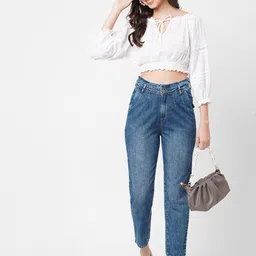 Kraus Jeans Women Baggy High-Rise Light Fade Cotton Jeans image 5