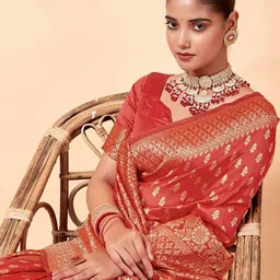 Parampara Ethnic Pure Silk Embroderid Saree With Beautiful Blouse image 4