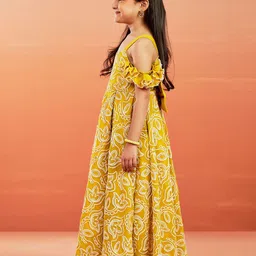 VASTRAMAY Floral Embroidered Cold-Shoulder Georgette Maxi Dress image 4