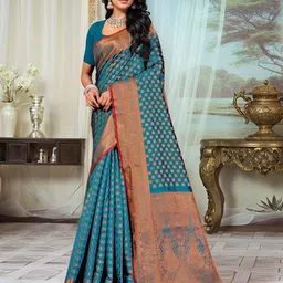 Anouk Rustic Ethnic Motifs Woven Design Zari Banarasi Saree-picture-32