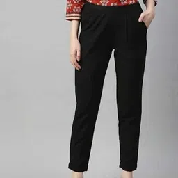 stylish fashion Women Regular Fit White Cotton Blend Trousers image 4