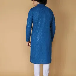 chirasvi Men Chikan Embroidery Cotton Blend Straight Kurta image 2