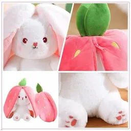 marselite Soft Strawberry Rabbit Toy for Baby Nursery Bedroom Sofa and Decor Use - 25 cm image 5