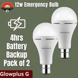 glowplus g 12W Emergency Light Bulbs Pack of 2 | Smart Charging Backup Bulb Combo 3 hrs Bulb Emergency Light-picture-22