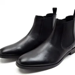 thomas crick Premium Leather Pull Tab Elasticated Side Cushioned Insole Chelsea Boots For Men image 3