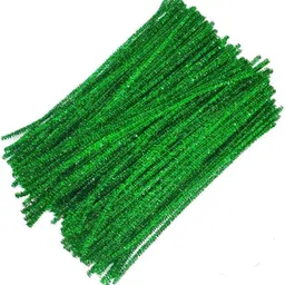 pransunita Sparkle Pipe Cleaners 25 Pcs, Chenille Stems for DIY Crafts Decorations Creative School Projects (6 mm x 12 Inch), Color - Green-picture-28