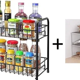 rt home kitchen Utensil Kitchen Rack Value adds presents a combo pack of 1 folding rack and 1 corner rack Iron, Steel-picture-34