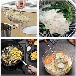 aric Multiuses Stainless Steel Deep Fry Jhara Skimmer Strainer Collapsible Deep Frying Basket image 2