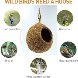 snmart 2 PACK ROUND JUTE BIRD NESTS Bird House image 4