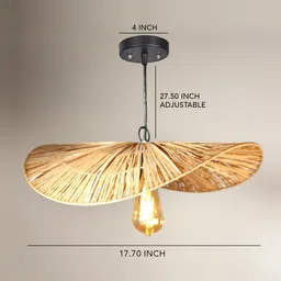 habereindia Novelty Handmade Bamboo Pendant Hanging Light (Beige) image 3