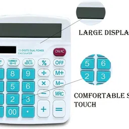 snrn Multifunctional Professional Dual Power 12 Digit Multicolored Calculator Calculator With LCD Display Basic Calculator image 2