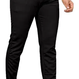 krishu ethnics Men Regular Fit Black Lycra Blend Trousers image 3