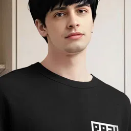 tripr Men Printed Round Neck Cotton Blend Black T-Shirt image 4