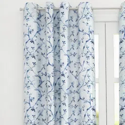 the conversion Blue Floral Polyester 7 Ft Light Filtering Eyelet Door Curtain image 2