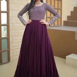 mutila Embroidered Georgette Stitched Anarkali Gown image 1