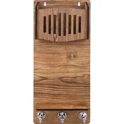 Beige Pocket Mobile Stand With Key Holder by Sehaz Artworks image 2