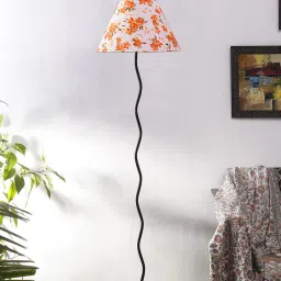 Agueda Multicolour Cottan Fabric Shade Club Floor Lamp With Iron Base By New Era image 2