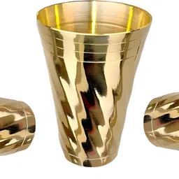 (Pack of 2) Royal Luxury Kansa Glass – Heavy 600 gm Each | Pure Bronze Zamboo Design Glass Water/Juice Glass-image-12