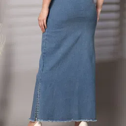 pluss Women Solid Regular Light Blue Skirt image 2