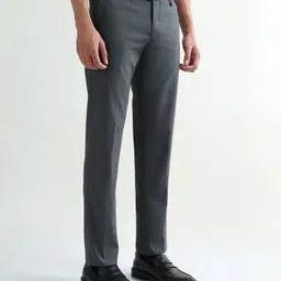 arrow Men Tapered Grey Polyester Trousers image 4